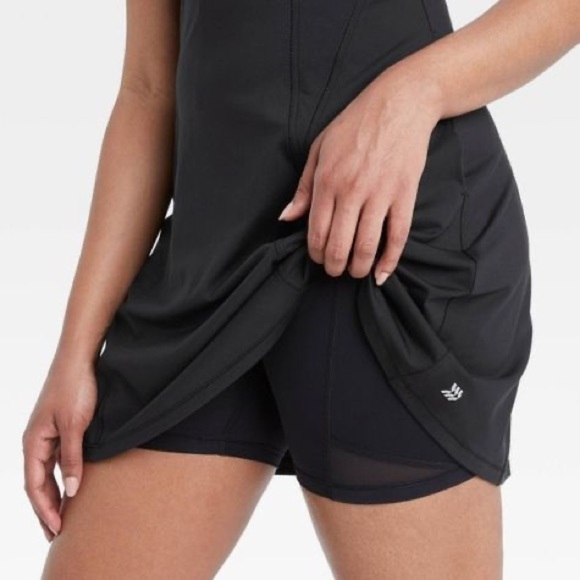 All In Motion Train Knit Black Racerback Tennis Dress Bike Shorts Extra Small - Picture 4 of 15